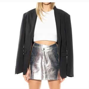 TORN BY RONNY KOBOMetallic Silver Asymmetrical Mini Skirt